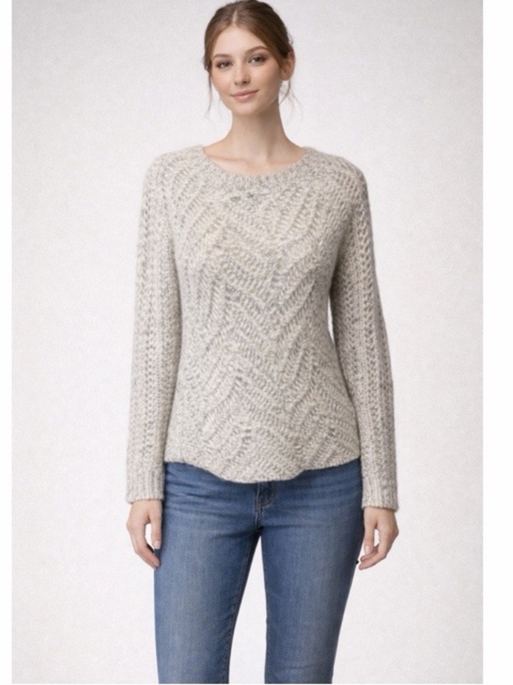 Loft Wool Blend Open‎ Knit Pullover Sweater